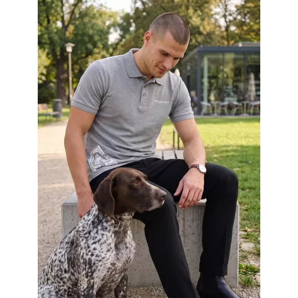  Tricou pentru bărbați cu guler ALTISPORT ALM013203 EVIDENȚIERI GRI ÎNCHIS 