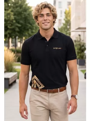 Tricou pentru bărbați cu guler ALTISPORT ALM013203 NEGRU SI AURIU