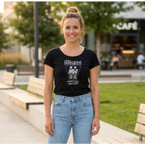  Tricou pentru femei ALTISPORT ALW049122 NEGRU SI ARGINTIU 