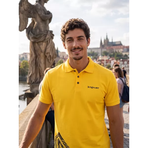  Tricou pentru bărbați cu guler ALTISPORT ALM013203 GALBEN 