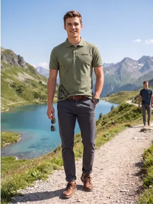 Tricou pentru bărbați cu guler ALTISPORT ALM013203 KAKI