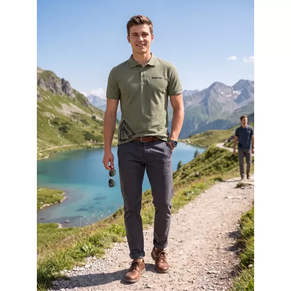  Tricou pentru bărbați cu guler ALTISPORT ALM013203 KAKI 