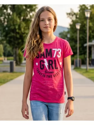 Tricou fetita cu maneca scurta SAM 73 KYLIE GT 549 ROZ ÎNCHIS