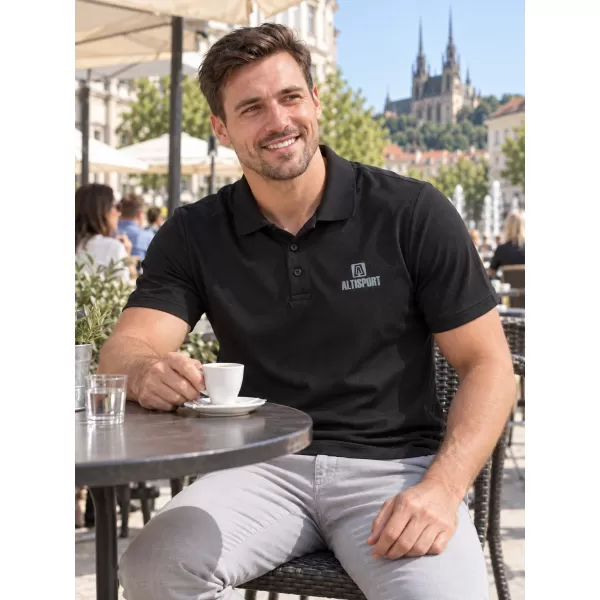  Tricou funcțional pentru bărbați cu guler ALTISPORT ALM006217 NEGRU 