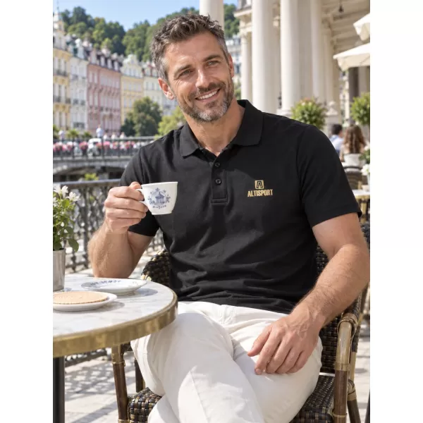  Tricou funcțional pentru bărbați cu guler ALTISPORT ALM006217 NEGRU ȘI AURIU 