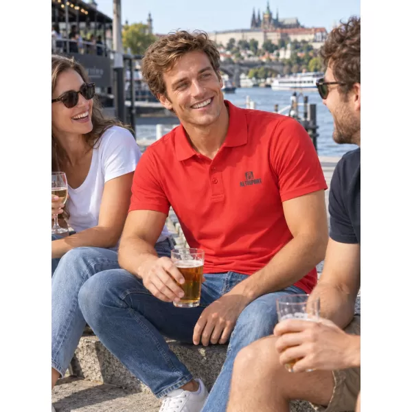  Tricou funcțional pentru bărbați cu guler ALTISPORT ALM006217 ROȘU 