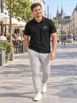 Tricou funcțional pentru bărbați cu guler ALTISPORT ALM006217 NEGRU