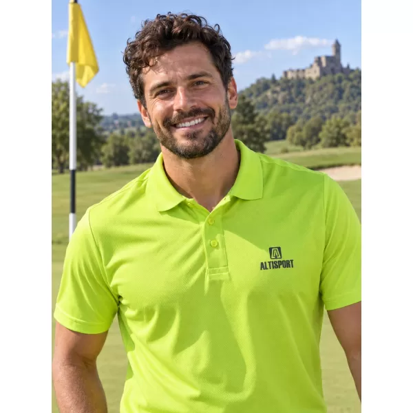  Tricou funcțional pentru bărbați cu guler ALTISPORT ALM006217 LĂMÂIE VERDE 