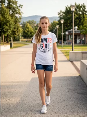 Tricou de fată cu mâneci scurte SAM 73 KYLIE GT 549 ALB