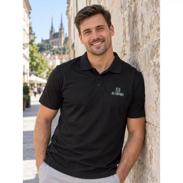  Tricou funcțional pentru bărbați cu guler ALTISPORT ALM006217 NEGRU 