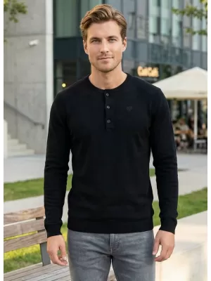 Pulover pentru bărbați KIXMI LAMONT NEGRU