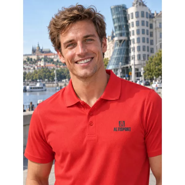  Tricou funcțional pentru bărbați cu guler ALTISPORT ALM006217 ROȘU 
