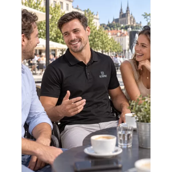  Tricou funcțional pentru bărbați cu guler ALTISPORT ALM006217 NEGRU 