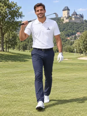 Tricou funcțional pentru bărbați cu guler ALTISPORT ALM006217 ALB