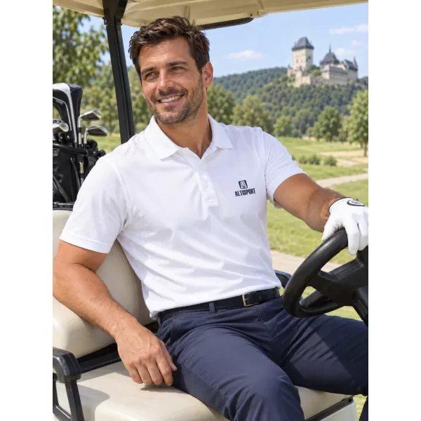  Tricou funcțional pentru bărbați cu guler ALTISPORT ALM006217 ALB 