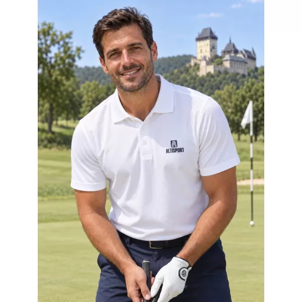  Tricou funcțional pentru bărbați cu guler ALTISPORT ALM006217 ALB 