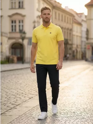 Pánské triko s límečkem ALTISPORT CARRYOVER ALM065203 CITRÓNOVÁ