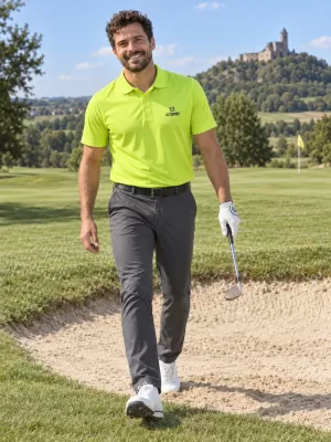 Tricou funcțional pentru bărbați cu guler ALTISPORT ALM006217 LĂMÂIE VERDE