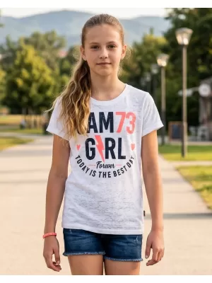 Tricou de fată cu mâneci scurte SAM 73 KYLIE GT 549 ALB