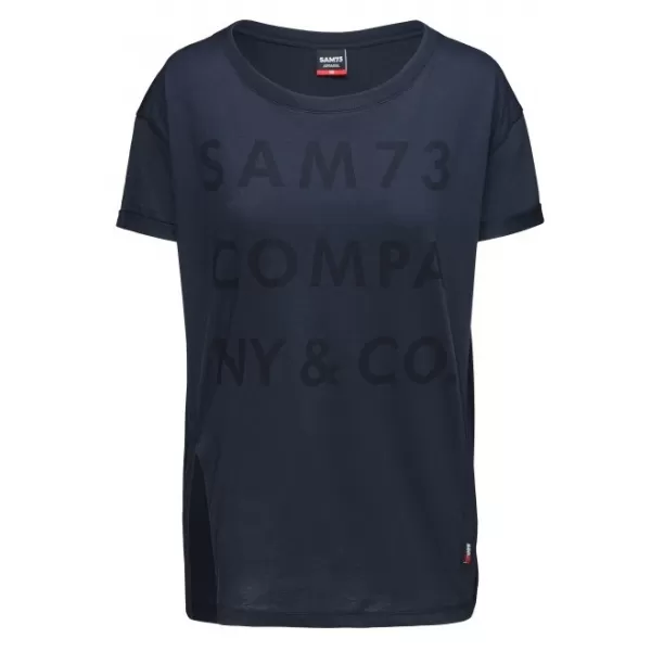  Tricou pentru femei cu mâneci scurte SAM 73 NINA WT 818 ALBASTRU ÎNCHIS 