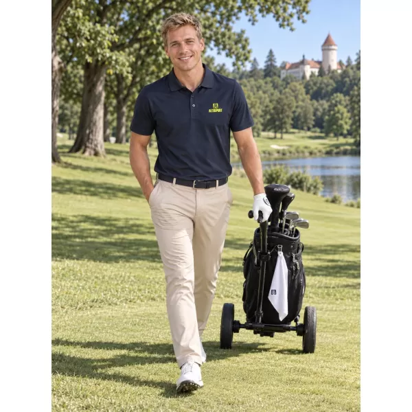  Tricou funcțional pentru bărbați cu guler ALTISPORT ALM006217 ALBASTRU MARIN 