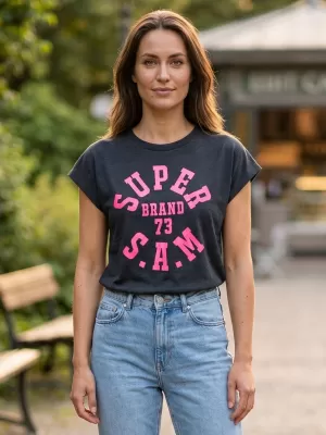 Tricou pentru femei cu mâneci scurte SAM 73 ROBYN WT 814 NEGRU