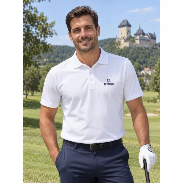  Tricou funcțional pentru bărbați cu guler ALTISPORT ALM006217 ALB 
