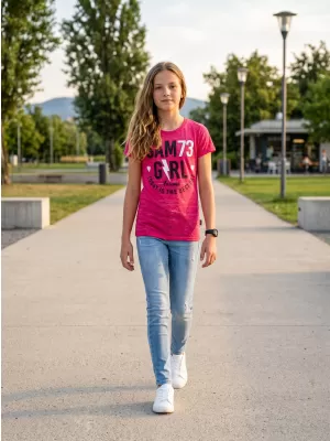 Tricou fetita cu maneca scurta SAM 73 KYLIE GT 549 ROZ ÎNCHIS