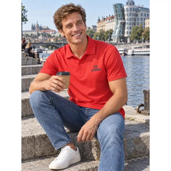  Tricou funcțional pentru bărbați cu guler ALTISPORT ALM006217 ROȘU 