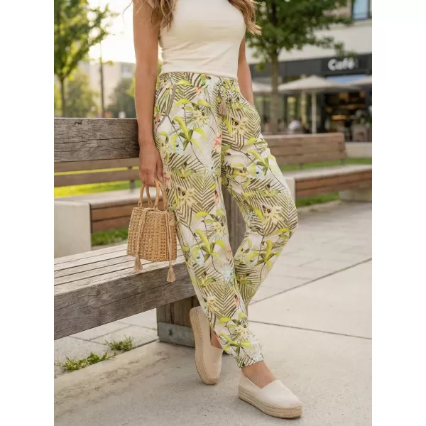  Pantaloni de dama TORSTAI MALIBU ALB/VERDE 