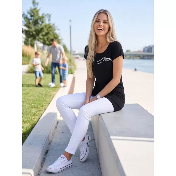  Dámské prodloužené triko ALTISPORT CARRYOVER ALW001123 ČERNOBÍLÁ 