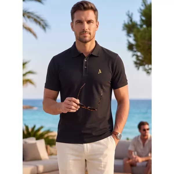  Tricou premium pentru bărbați cu guler ALTISPORT ALM002203 NEGRU SI AURIU 