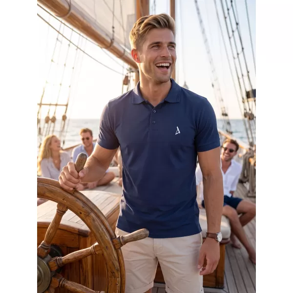  Tricou premium pentru bărbați cu guler ALTISPORT ALM002203 ALBASTRU MIEZUL NOPȚII 