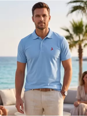 Tricou premium pentru bărbați cu guler ALTISPORT ALM002203 CER ALBASTRU
