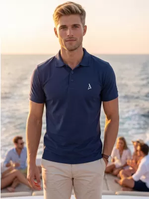 Tricou premium pentru bărbați cu guler ALTISPORT ALM002203 ALBASTRU MIEZUL NOPȚII