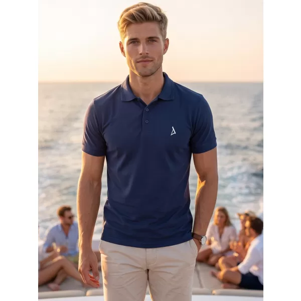  Tricou premium pentru bărbați cu guler ALTISPORT ALM002203 ALBASTRU MIEZUL NOPȚII 