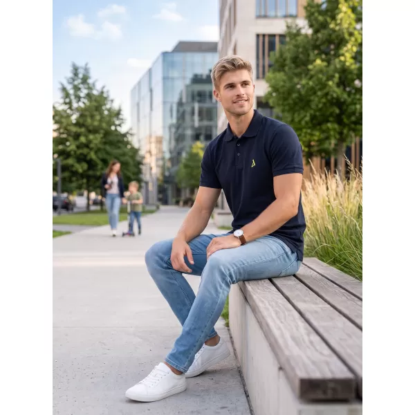  Tricou premium pentru bărbați cu guler ALTISPORT ALM002203 ALBASTRU MARIN 
