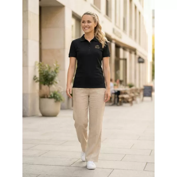  Tricou de damă cu guler ALTISPORT ALW056210 NEGRU SI AURIU 