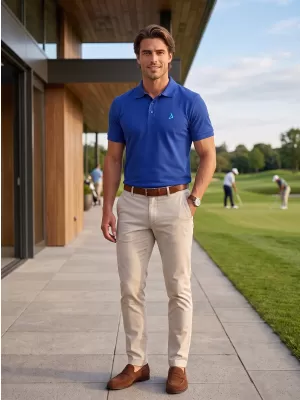 Tricou premium pentru bărbați cu guler ALTISPORT ALM002203 ALBASTRU REGAL