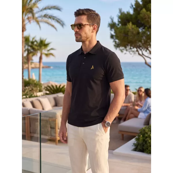  Tricou premium pentru bărbați cu guler ALTISPORT ALM002203 NEGRU SI AURIU 