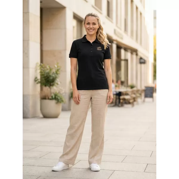  Tricou de damă cu guler ALTISPORT ALW056210 NEGRU SI AURIU 