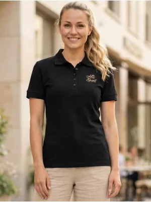 Tricou de damă cu guler ALTISPORT ALW056210 NEGRU SI AURIU