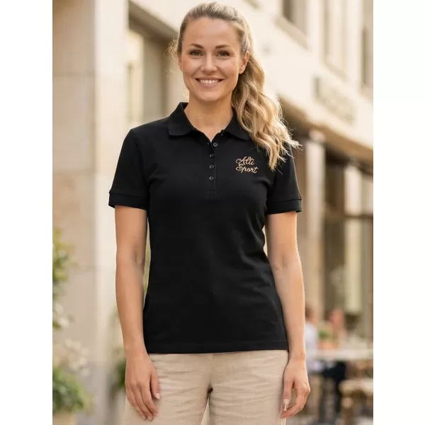  Tricou de damă cu guler ALTISPORT ALW056210 NEGRU SI AURIU 