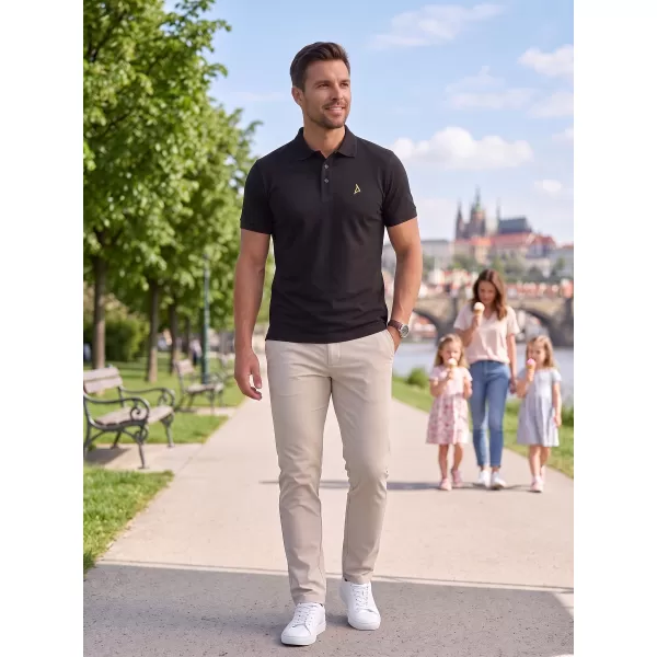  Tricou premium pentru bărbați cu guler ALTISPORT ALM002203 NEGRU ȘI VERDE 