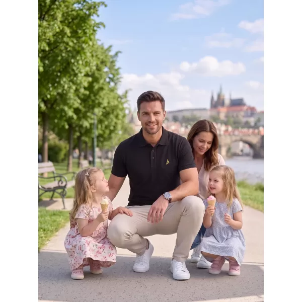  Tricou premium pentru bărbați cu guler ALTISPORT ALM002203 NEGRU ȘI VERDE 