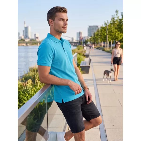  Tricou premium pentru bărbați cu guler ALTISPORT ALM002203 TURCOAZ 