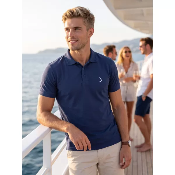 Tricou premium pentru bărbați cu guler ALTISPORT ALM002203 ALBASTRU MIEZUL NOPȚII 