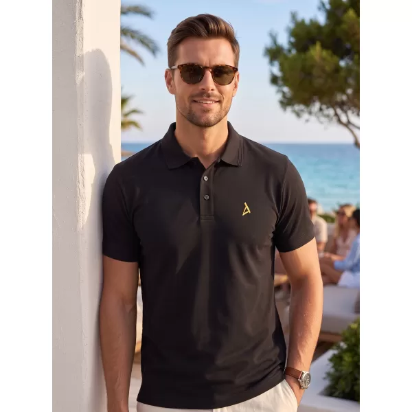  Tricou premium pentru bărbați cu guler ALTISPORT ALM002203 NEGRU SI AURIU 