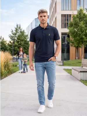 Tricou premium pentru bărbați cu guler ALTISPORT ALM002203 ALBASTRU MARIN