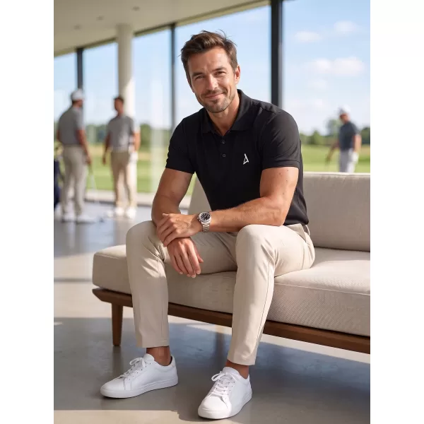  Tricou premium pentru bărbați cu guler ALTISPORT ALM002203 ALB-NEGRU 